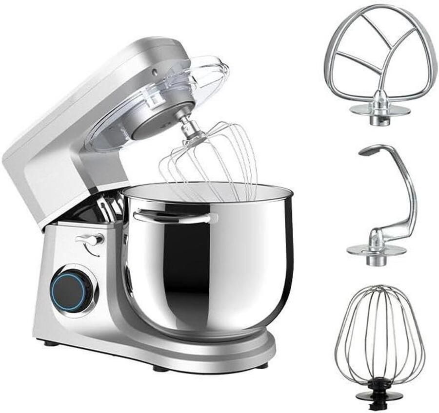 Keukenmixer Voedselmixer Bakken en koken Krachtige 1700W motor 11L capaciteit Zilver