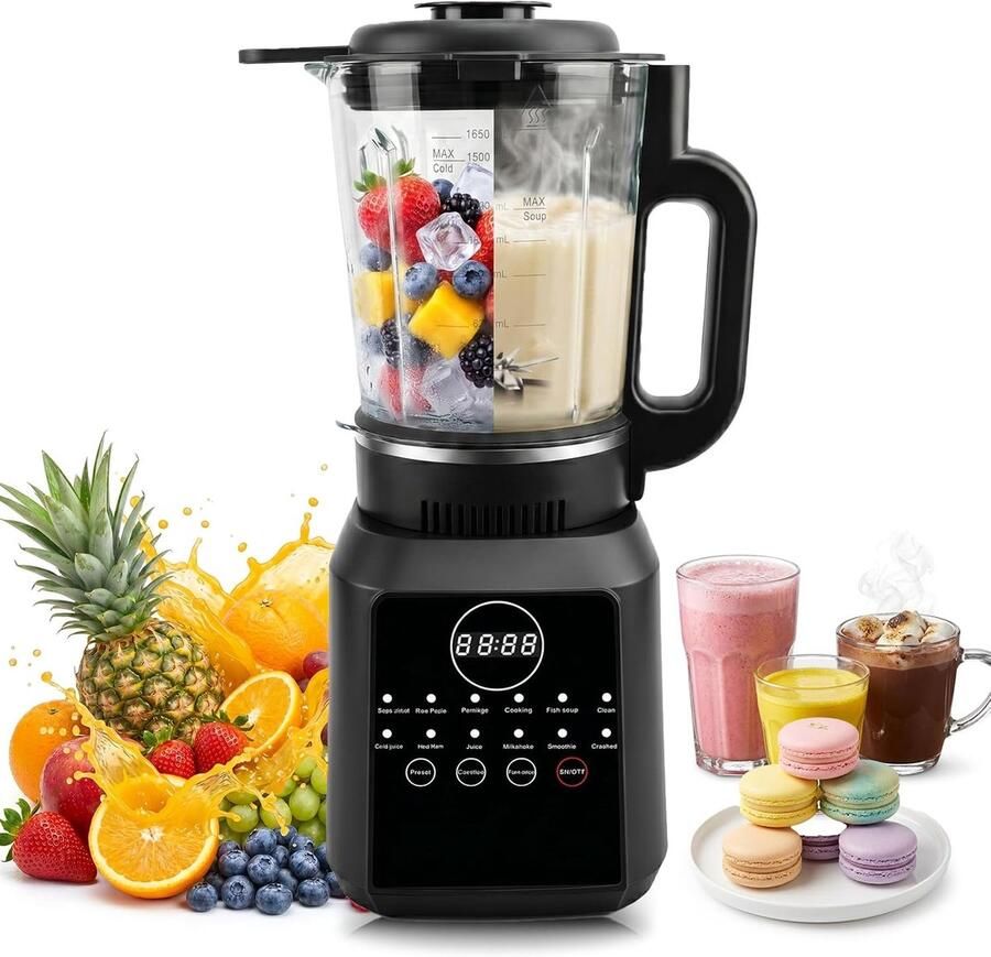 Staande mixer Soepmaker aanrecht Warme dranken maken 12 automatische programma's 1.7 liter kan Wit