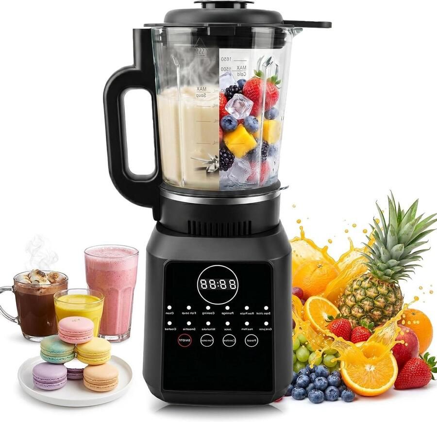 Staande mixer Soepmaker Warme maaltijden maken 12 automatische programma's 1.7 liter kan Wit