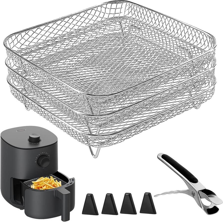 Stackable Air Fryer Rack van 304 RVS ideaal voor bakken grillen en frituren in de oven