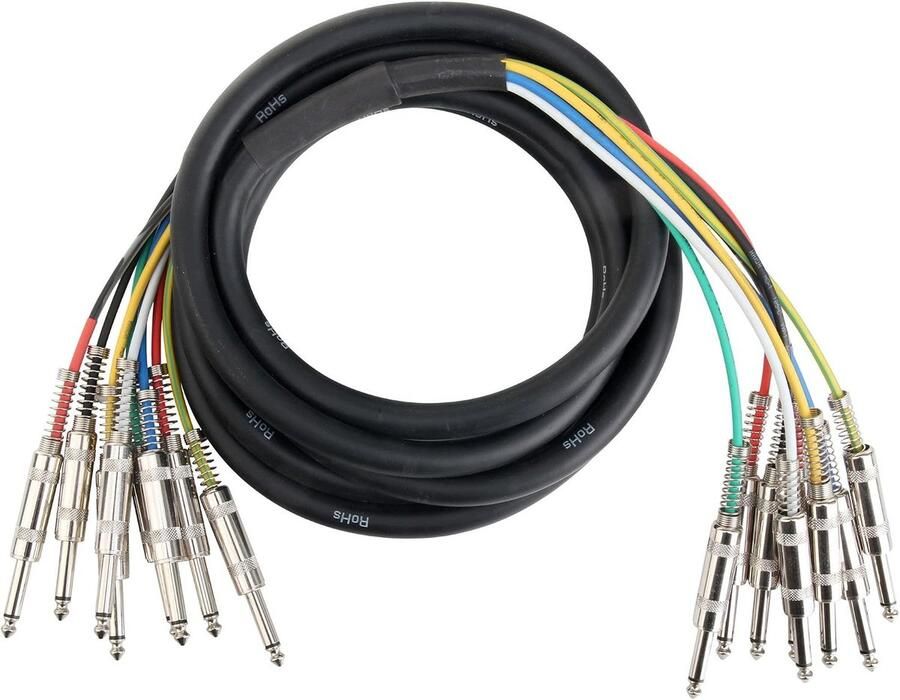 Stage MJJ8-3 8-voudige Multicore Jack 3m Kleurgecodeerde kabels