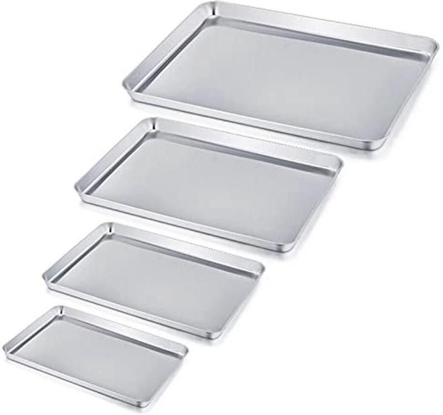 Stainless Steel Baking Tray Set Rectangle Fat Pan for Healthy Cooking Non-Toxic Oven Safe Trays