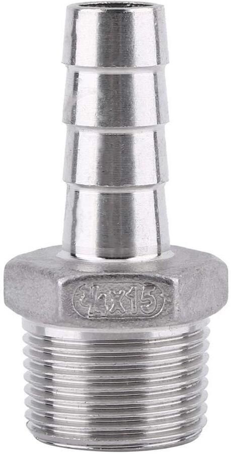 Allecto Stainless Steel Barb Fittings 1 8~3 4 Male Thread Pipe Connector voor Water en Gas
