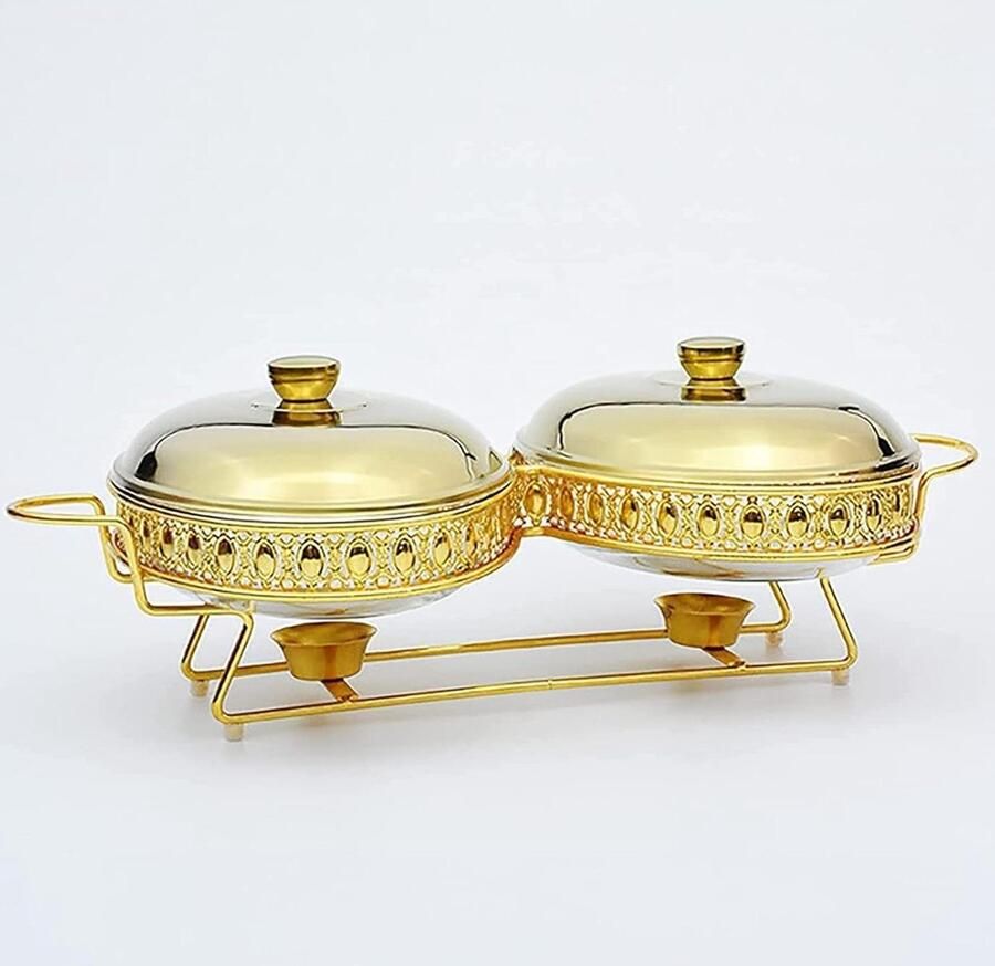 Stainless Steel Chafing Dish Buffet Set with Lid Warming Element for Parties Kitchen Banquet and Dinner 1.5 l Gold