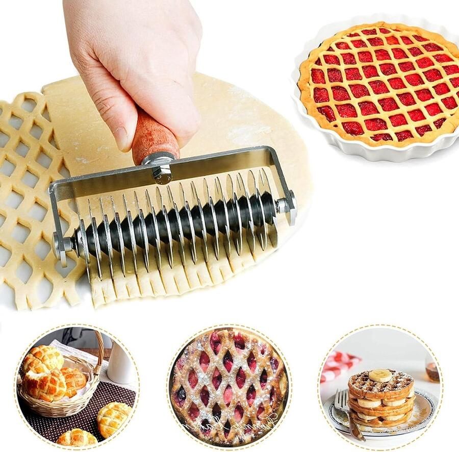 Stainless Steel Deegsnijder met Houten Handvat voor Taart Pizza en Brood Efficiënt Bakgereedschap voor Thuisgebruik