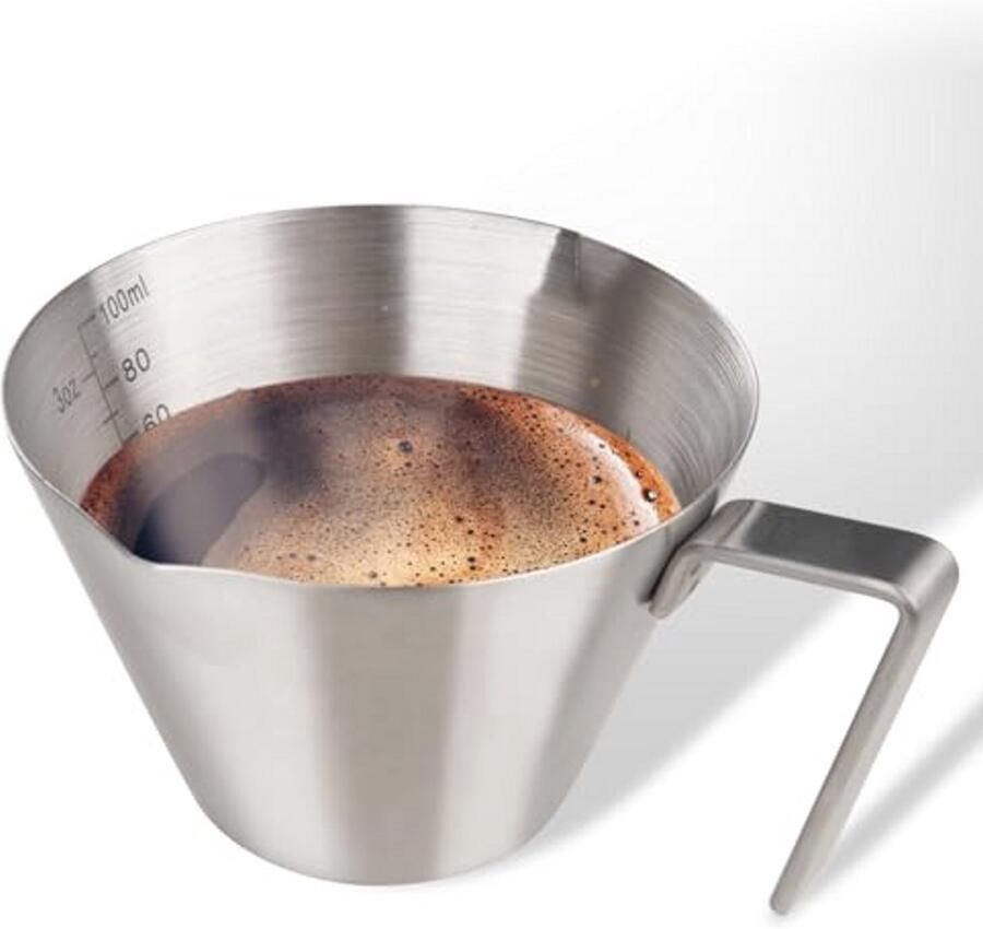 Stainless Steel Espresso Cup with Handle Metal Measuring Cup for Perfect Espresso Shots