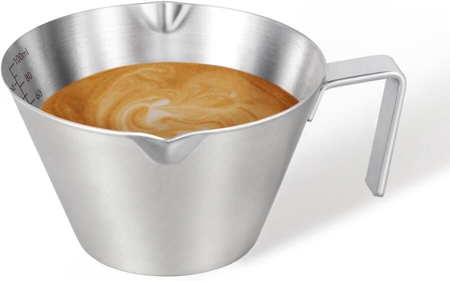 Stainless Steel Espresso Cup with Handle Metal Measuring Cup for Perfect Espresso Shots