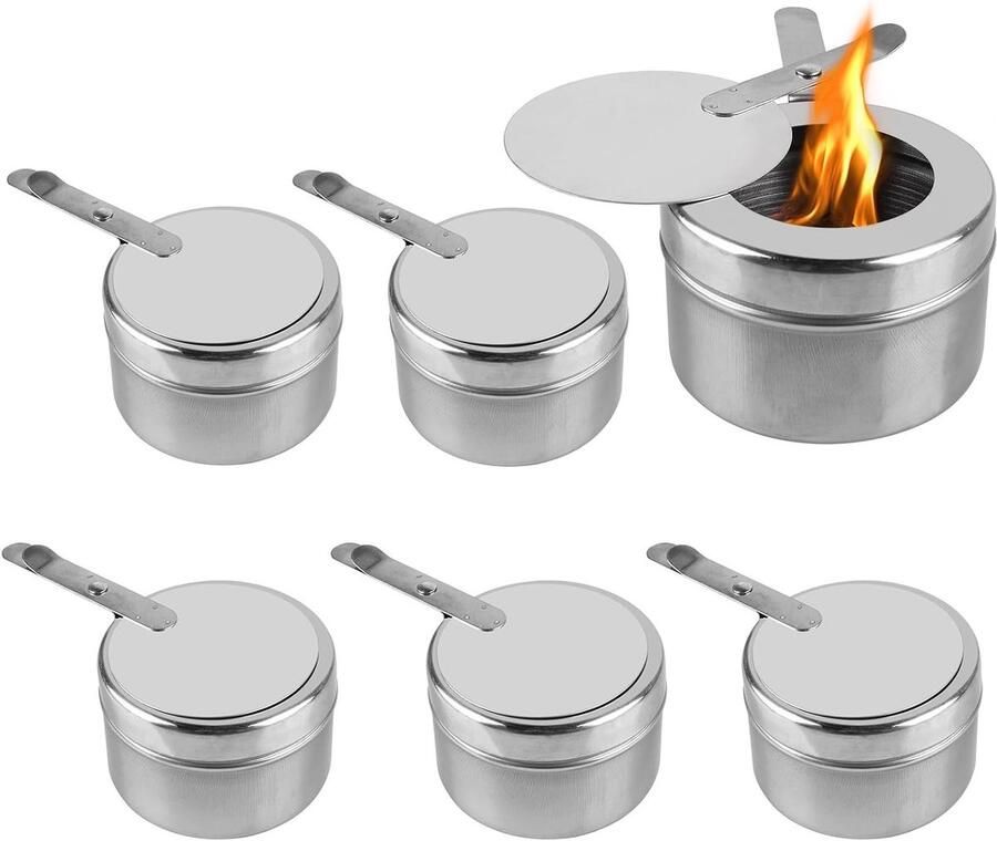 Stainless Steel Fondue Set: 6-delige Pastaburner met Handvat Ideaal voor Buffets BBQ Feesten en Buitenactiviteiten