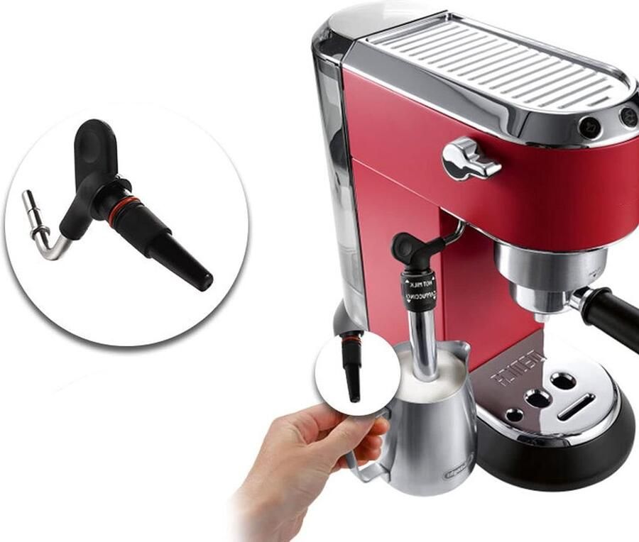 Stainless Steel Melkschuimmondstuk voor Koffiemachine met Siliconen Ring Vervangingsonderdeel voor Automatische Espressomachine Geschikt voor Delonghi Dedica EC680 685