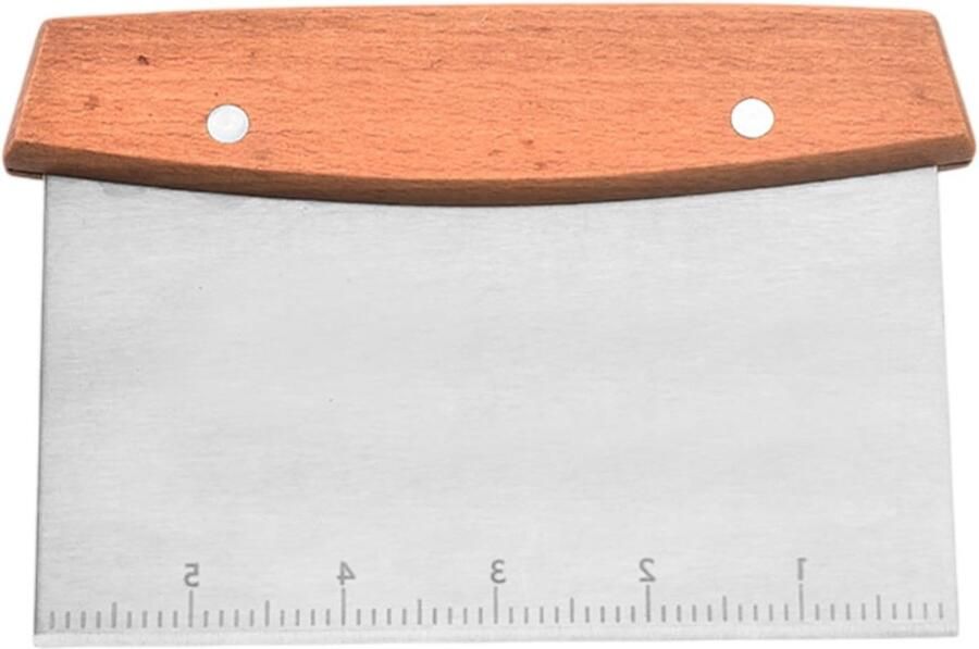 Stainless Steel Pastam Cutter met Houten Handvat en Getrapte Schaal voor Taart Pizza en Deeg 11.5 x 16.5 cm