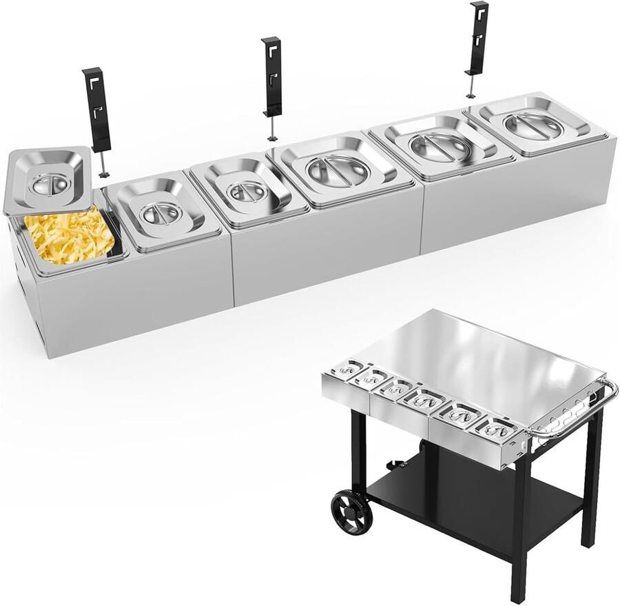 Stainless Steel Pizza Ingredient Houder met Deksel Ideaal voor Grill en Keuken 6 Stuks Perfect voor Pizza Accessoires en Bijgerechten