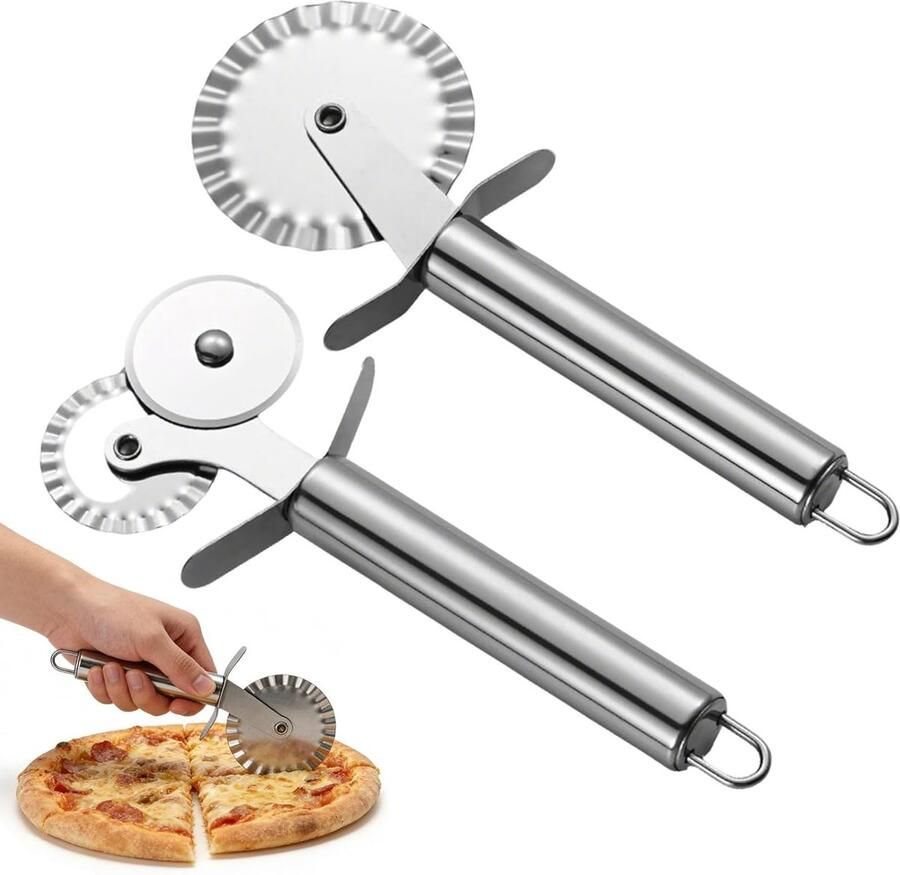 Stainless Steel Pizza Snijder en Deegsnijder met Antislip Handvat voor Pizza Taart en Wafels Onmisbaar in de Keuken