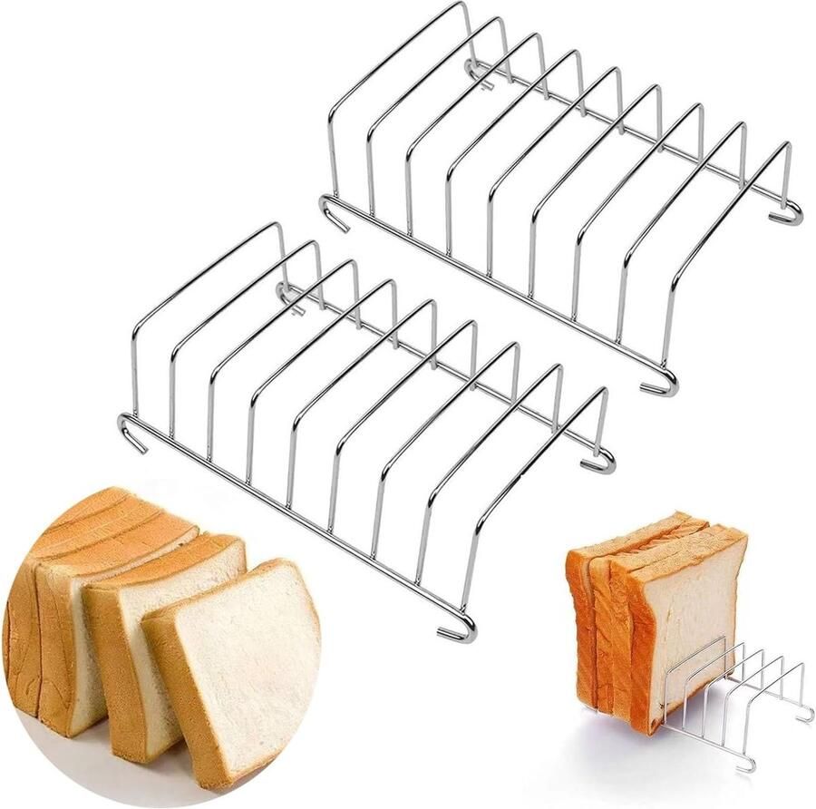 Stainless Steel Toast Rack Set voor 8 Sneetjes Brood Ideaal voor Air Fryer en Bakkerij Accessoires Perfect voor Keuken en DIY Creaties