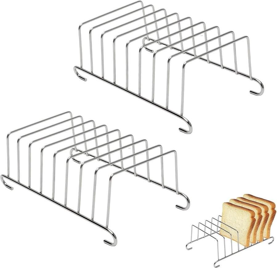 2 Stuks RVS Toaster Stand voor Airfryer 8 Sneden Broodrek voor Oven Keukenaccessoires voor Perfect Geroosterd Brood