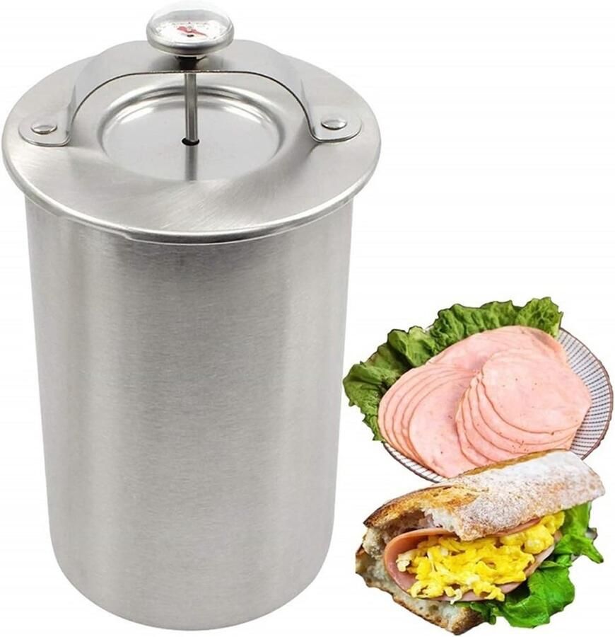 Stainless Steel Vleespers voor Het Koken van Gezonde Ham Worst en Vlees met Thermometer Ideaal voor Sandwiches en Deli Gerechten
