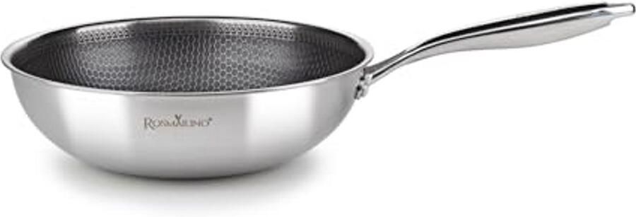 Stainless Steel Wok met Antiaanbaklaag 28 cm Ovenvast en Ideaal voor Veelzijdig Koken