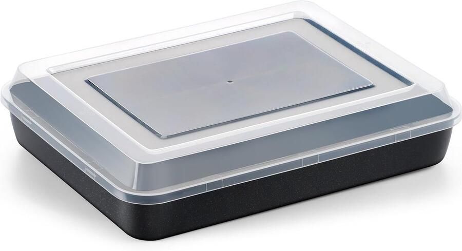 Stalen bakplaat met luchtdicht deksel anti-aanbaklaag ideaal voor cake lasagne en brownies gemakkelijk schoon te maken en veilig in gebruik