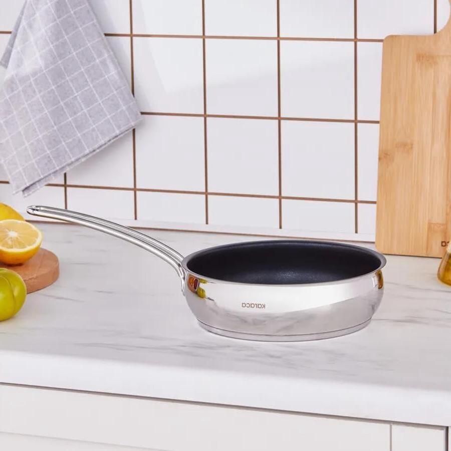 Stalen Braadpan Kookpan Inductie Kleine Gerechten Bereiden Gelijkmatige Warmteverdeling 18 cm Zwart Zilver