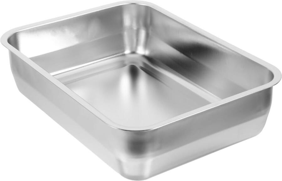 Stalen Braadslede Metalen Bakplaat Oven Bakken Zware Kwaliteit 33x22x6cm Zilver
