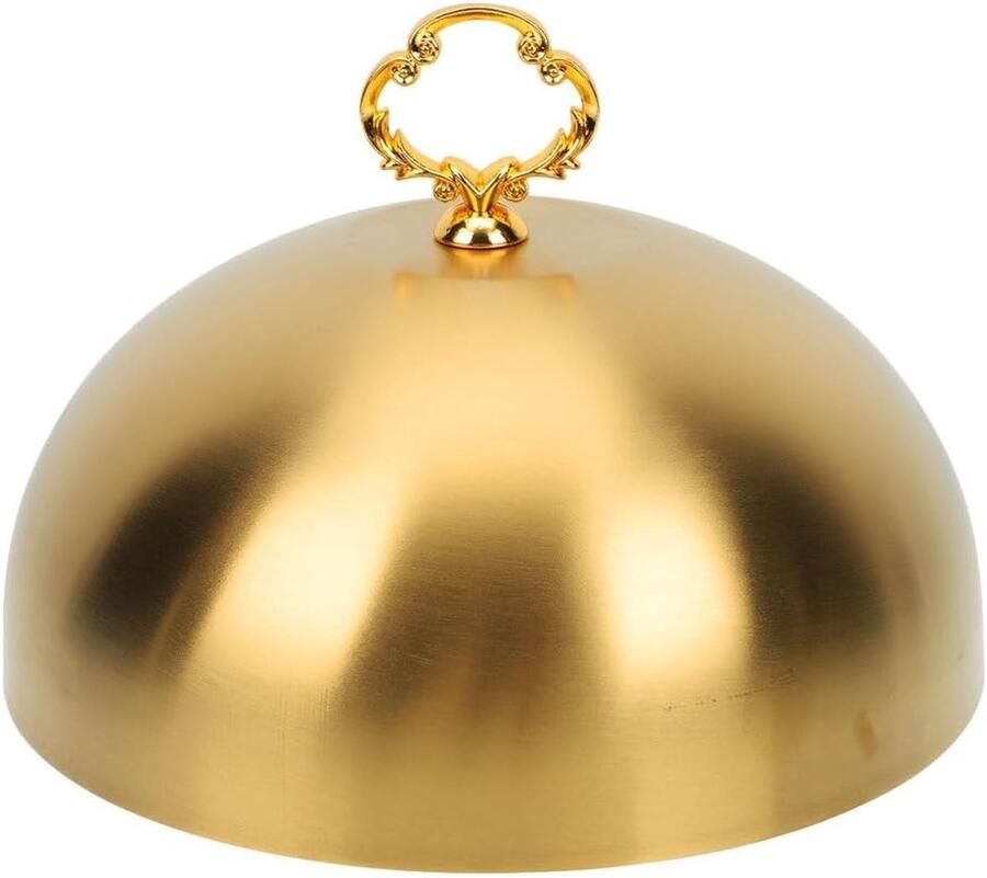 Stalen Eetbel van 30 cm Hoogwaardige Bel voor Teppanyaki Burgers en Pizza Elegante Gouden Dekking voor Steak en Meer