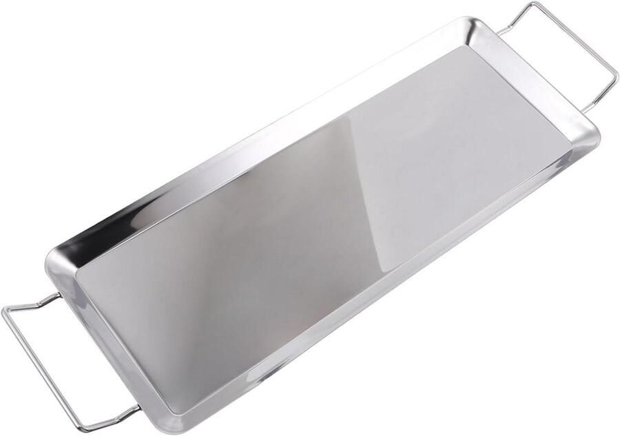 Stalen Grillplaat Bakplaat BBQ Buiten Koken Antiaanbaklaag 43.5 x 14.5 cm Zilver