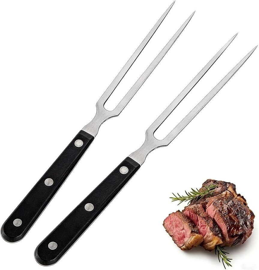 Stalen grillvorken 29 cm vleesvork met kunststof handvat voor grill en kalkoen perfect mannencadeau voor verjaardag (2)