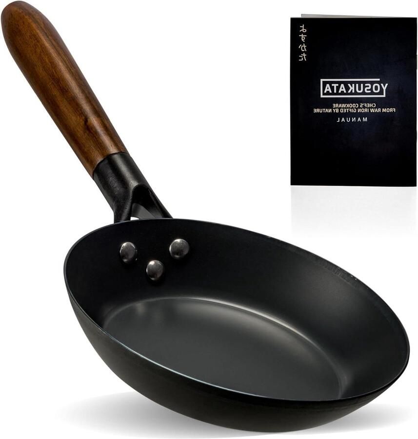 Stalen Koekenpan met steel Professioneel Koken Afneembare hittebestendige handgreep 20 cm Zwart