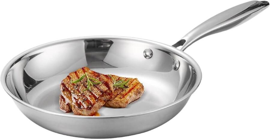 Stalen pan Kookgerei Vlees braden Inductie geschikt 28 cm Meerkleurig