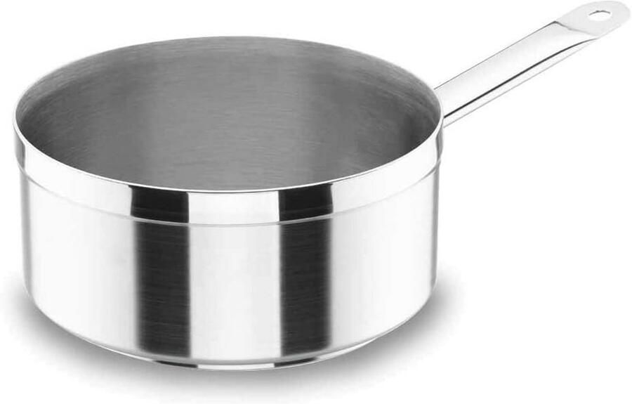 Stalen Pan Kookpan Luxe Professioneel Koken Thermorend Bodem 28 cm Diameter Zilverkleurig