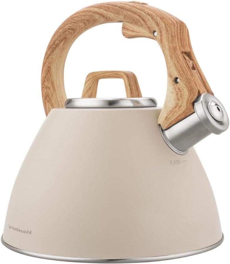Stalen waterkoker Ketel met fluitje Thee en koffie Soft-touch handgreep 25 liter Beige