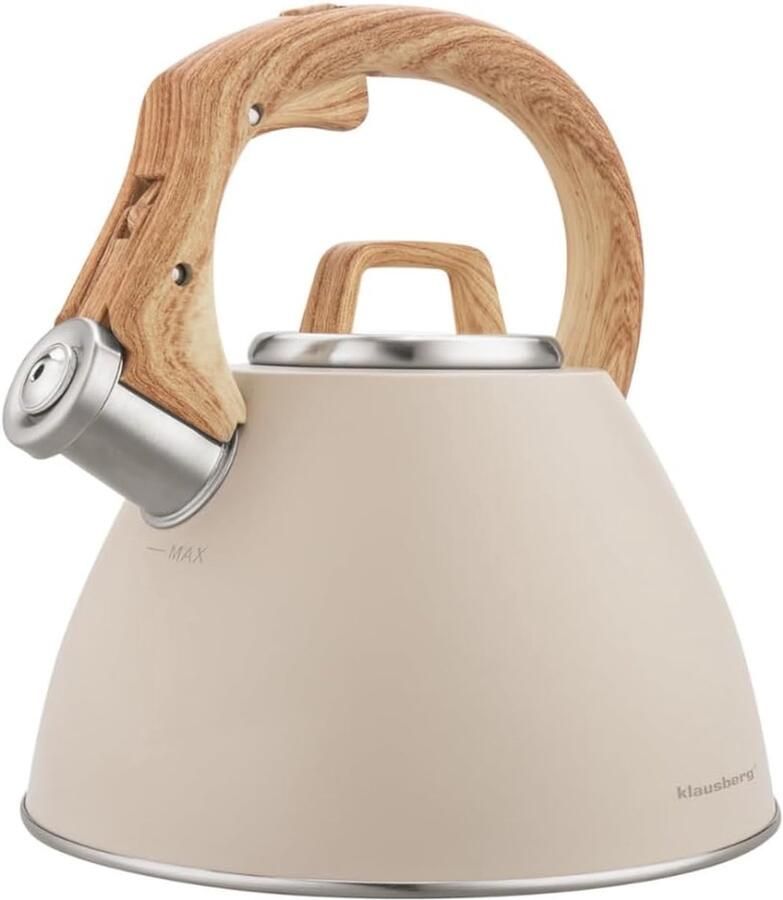 Stalen waterkoker Theepot ketel Koken op fornuis Met fluitje 25 liter Beige