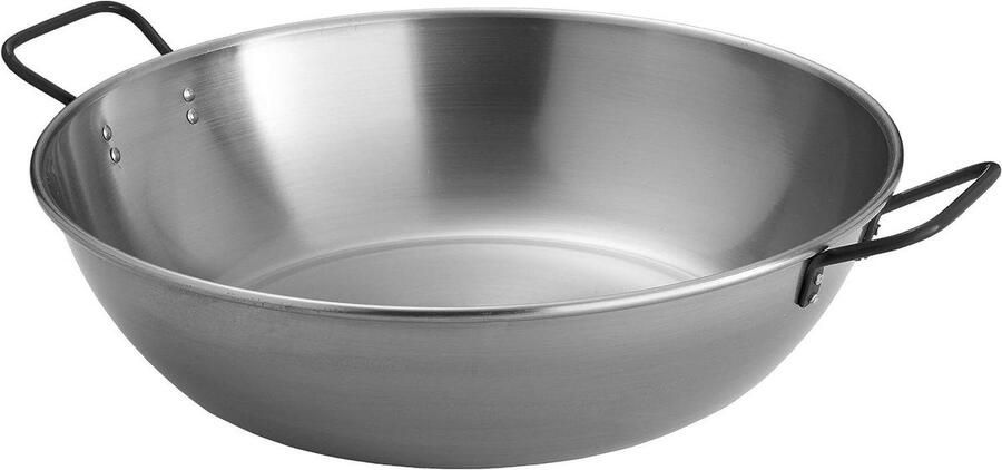 Stalen Wok Pan Koekenpan Grill Buiten Koken Voor Alle Vuren 40 cm Zilver