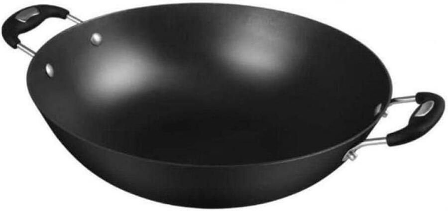 Stalen Wok Roerbakpan Traditioneel Koken Handgeslagen Ontwerp 36-40 cm Zwart