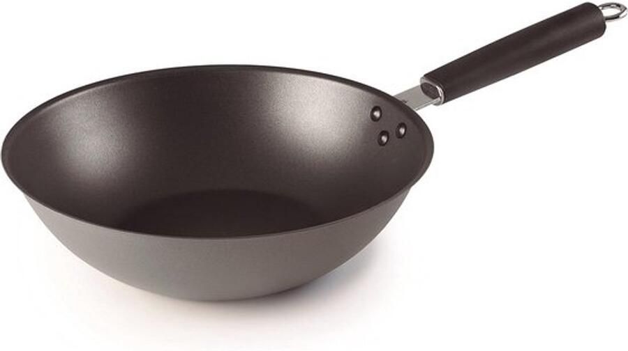 Stalen wok Roerbakpan Voor lekker koken Met antiaanbaklaag 28 cm Zwart