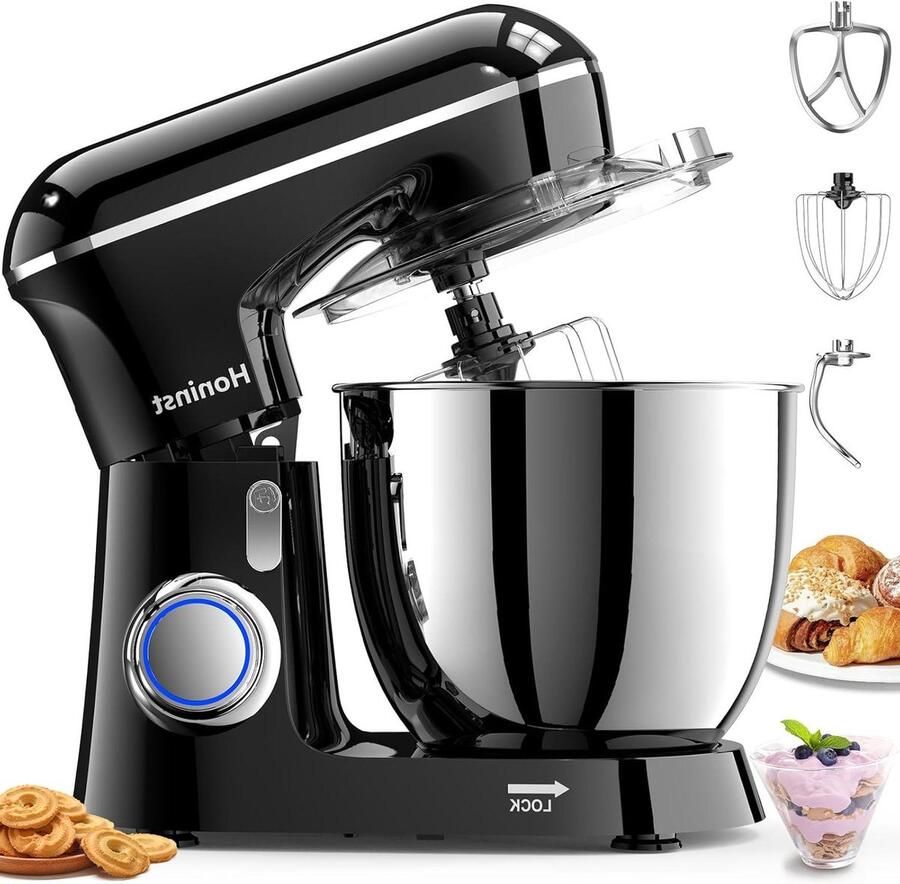 Stand Mixer Keukenmachine Elektrisch Bakken en Mixen 3D Planetair Mengsysteem 6.5 Quarts Zwart