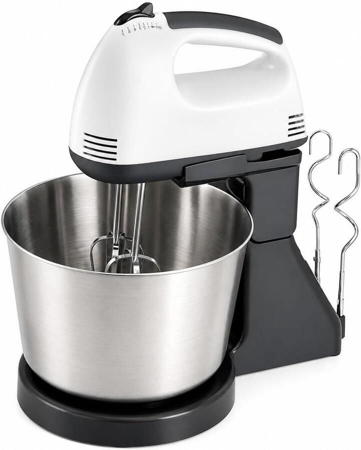 Stand Mixer Keukenmixer Deeghaken Bakken en Koken 7 Snelheden 2L Kom Wit