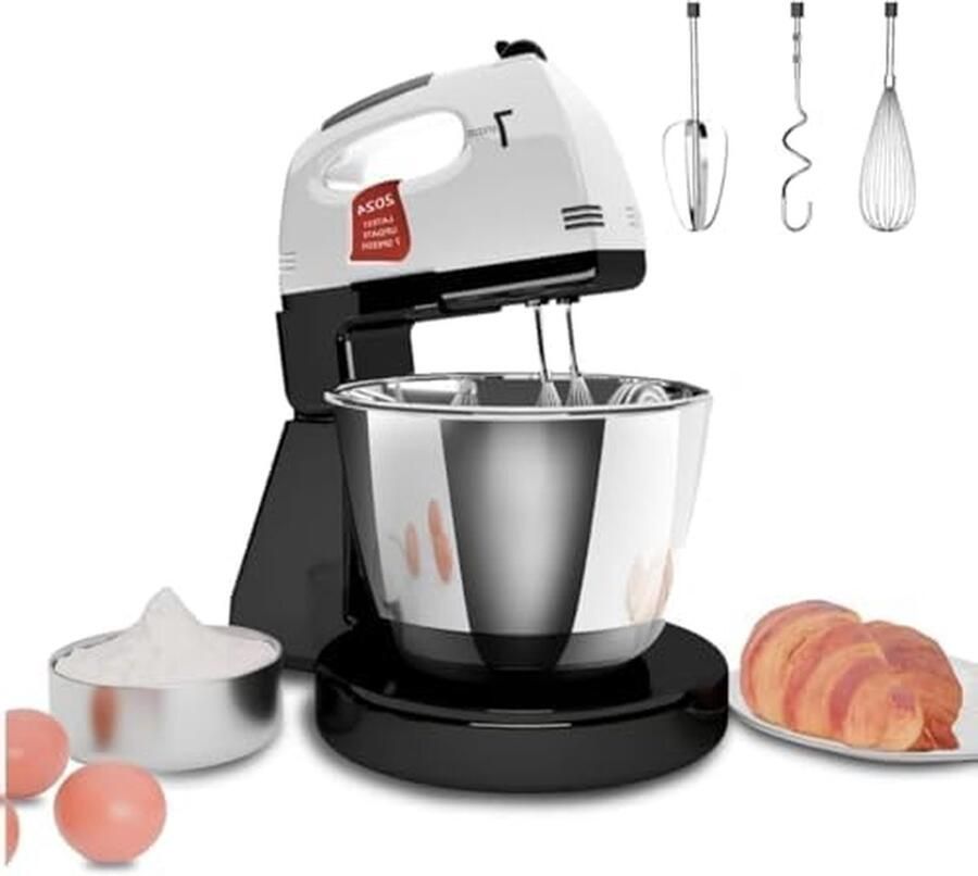 Stand Mixer Keukenmixer Tafelmixer Bakken en Koken 7 Snelheden 3QT Kom Zilver