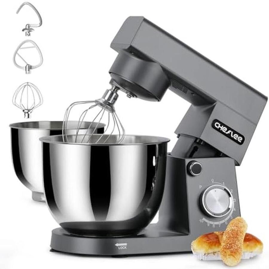 Standmixer 1500W Keukenmachine met RVS Kommen en 10 Snelheden