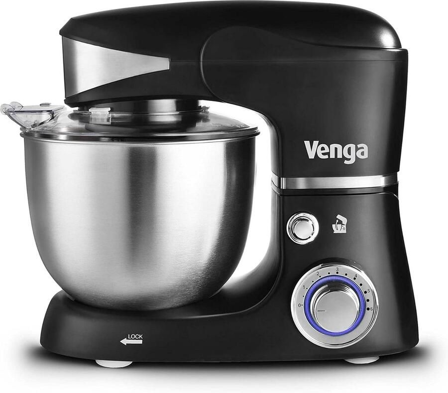 Standmixer Keukenmachine Keukenapparaat Mixer Deeg Kneden Bakken Planetaire Beweging 5 Liter Kom Zwart