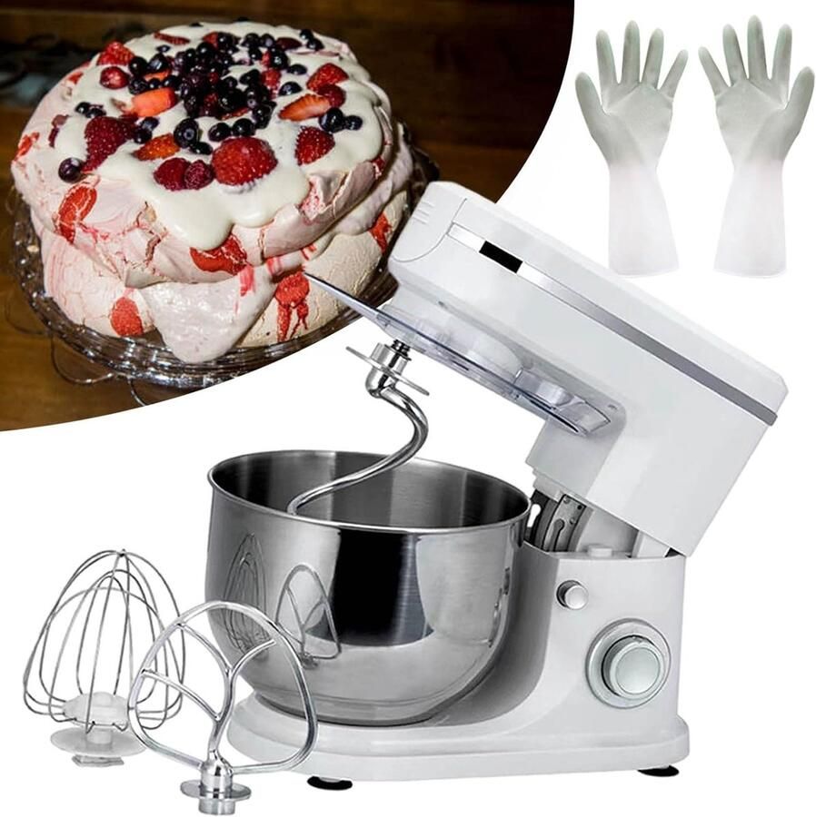 Standmixer Keuken Keukenmachine Mixen Bakken en Koken 7 Snelheden Krachtig 5 Liter Kom Wit
