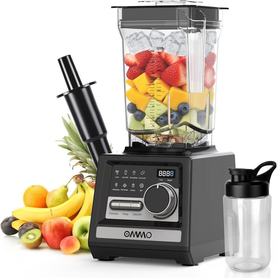 SnelShoppen OMMO 2L High Performance Standmixer met 9 Snelheidsregelingen IJsbreker Smoothie Maker 1800W BPA Vrij voor Milkshakes Bevroren Dran