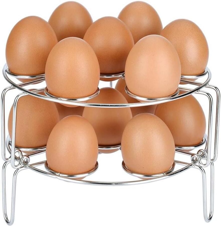 Stapelbaar Ei Stoomrek Snelkookpan Accessoires Gezond Koken Verbeterde Versie 2 Stuks Zilver