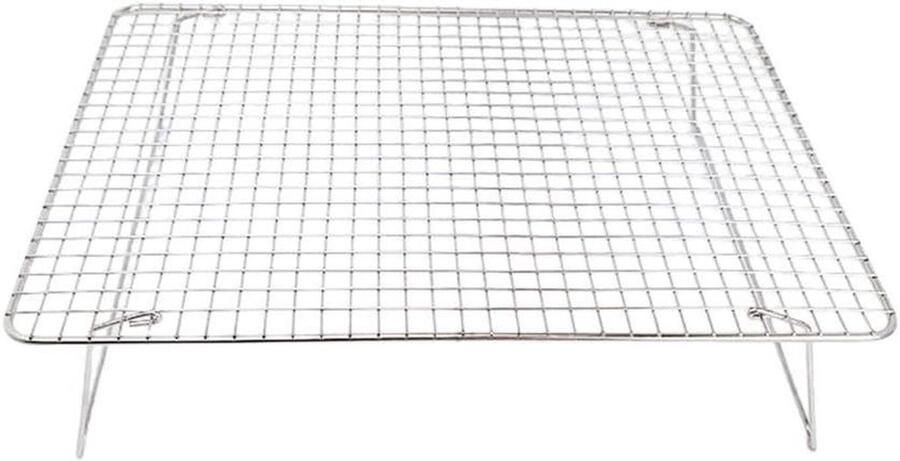 Stapelbaar koelrek Bakrek roestvrij staal Bakken koken grillen Ruimtebesparend 3-laags 43 x 30 x 4 cm