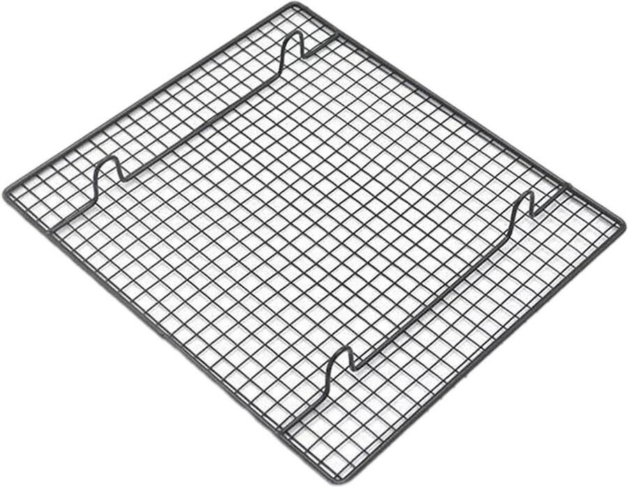 Stapelbaar Koelrek Bakrooster Oven Bakken En Afkoelen Stevige IJzeren Structuur 26 x 23 cm Zilverkleurig
