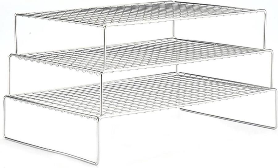 Stapelbaar koelrooster Taartrooster bakken en koken Roestvrij staal 42 x 26 x 10 cm Zilver