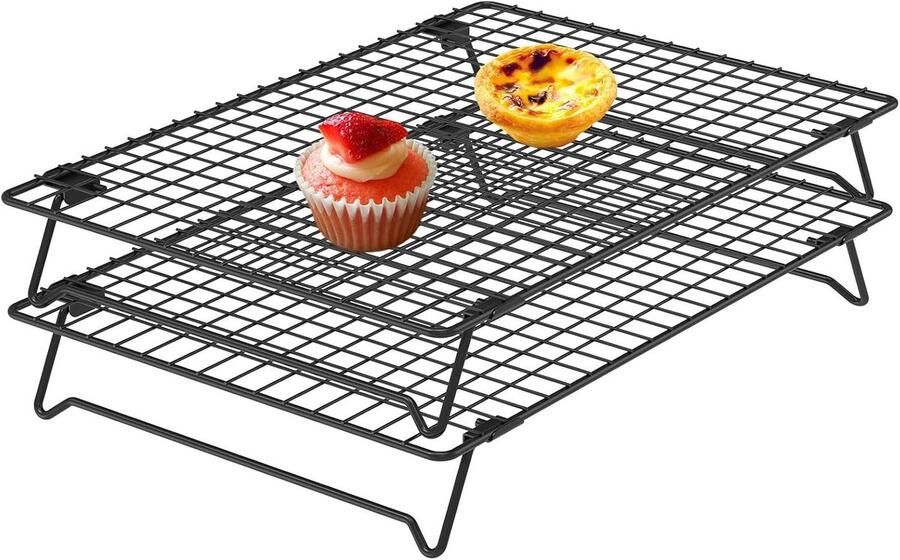Stapelbaar Koelrooster Bakrooster Uitkoelrek Bakken Grillen Drogen Inklapbare Poten Anti-aanbak 34 x 24 x 57 cm