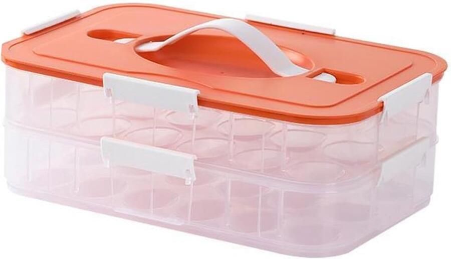 Stapelbare Eierhouder Ei Tray Veilige Opslag Met Deksel 30x21x12 cm Oranje