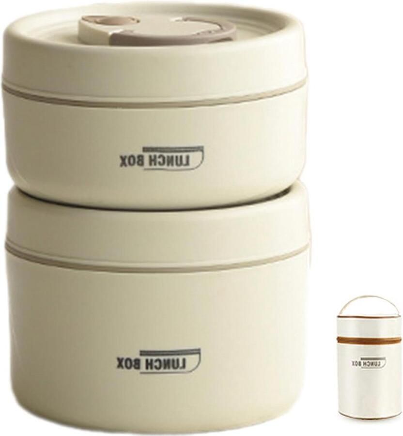 Stapelbare Lunchbox Set Bento Box Voedselcontainer Warme Maaltijden Meenemen Roestvrij Staal Isolatie 18x13.5cm Blauw Bruin