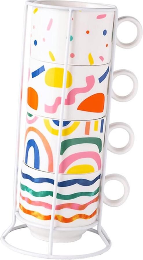 Stapelbare Mokken Espresso Kopjes Koffie Drinken Ruimtebesparend Ontwerp 8.8X8.8X8CM Kleuren