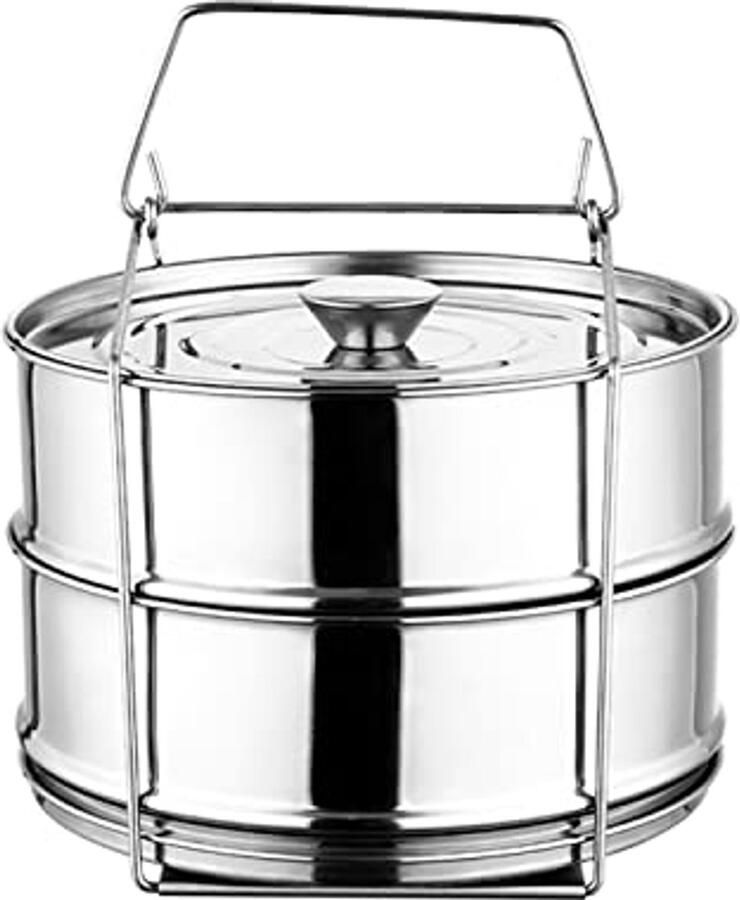 Stapelbare pannen met stoominzet en handgreep voor snelkookpannen 2 kwart